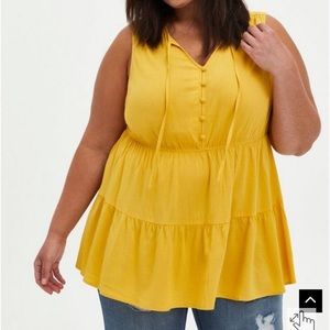 Rayon Slub Button-Front Tiered Tank Torrid - Size 3